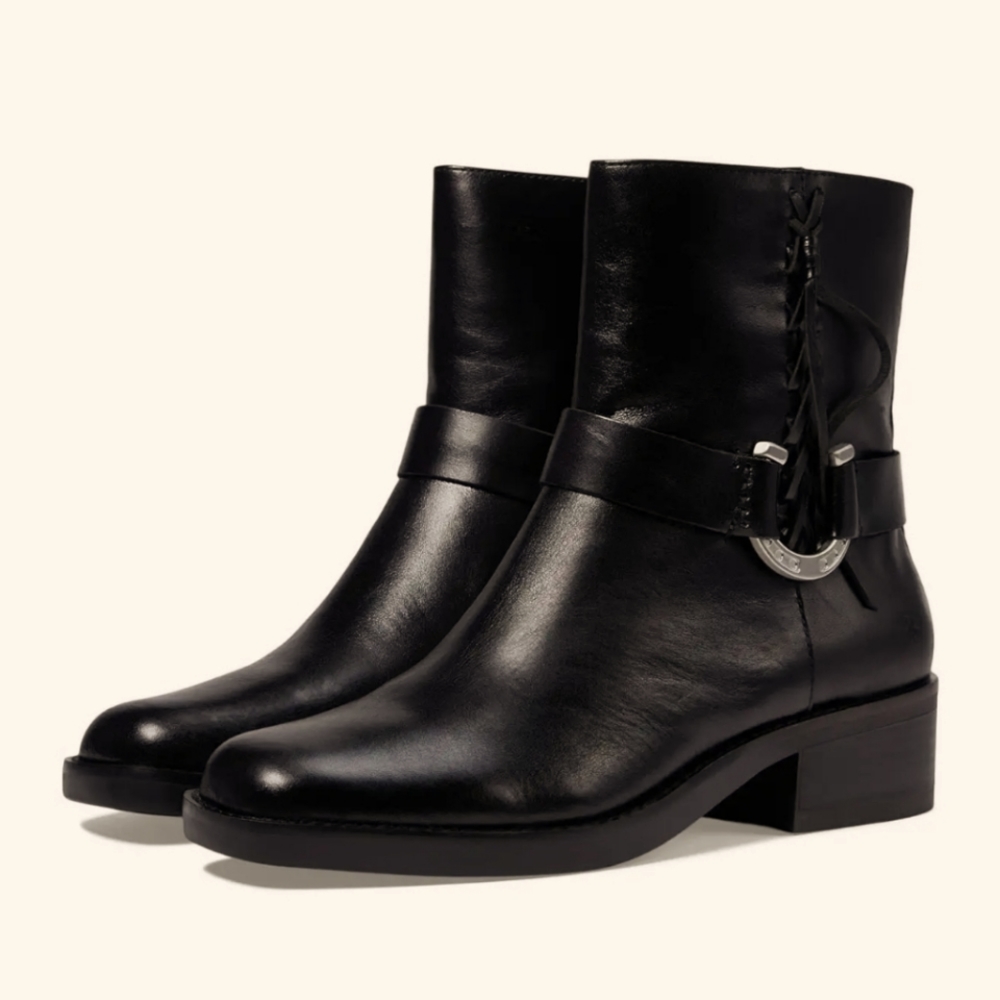 Lucky Brand Black Leather Ankle Boots Size 8